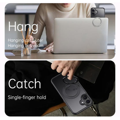 For iPhone 17 Gear 360 Rotation MagSafe Holder Phone Case(White) - iPhone 17 Cases by buy2fix | Online Shopping UK | buy2fix