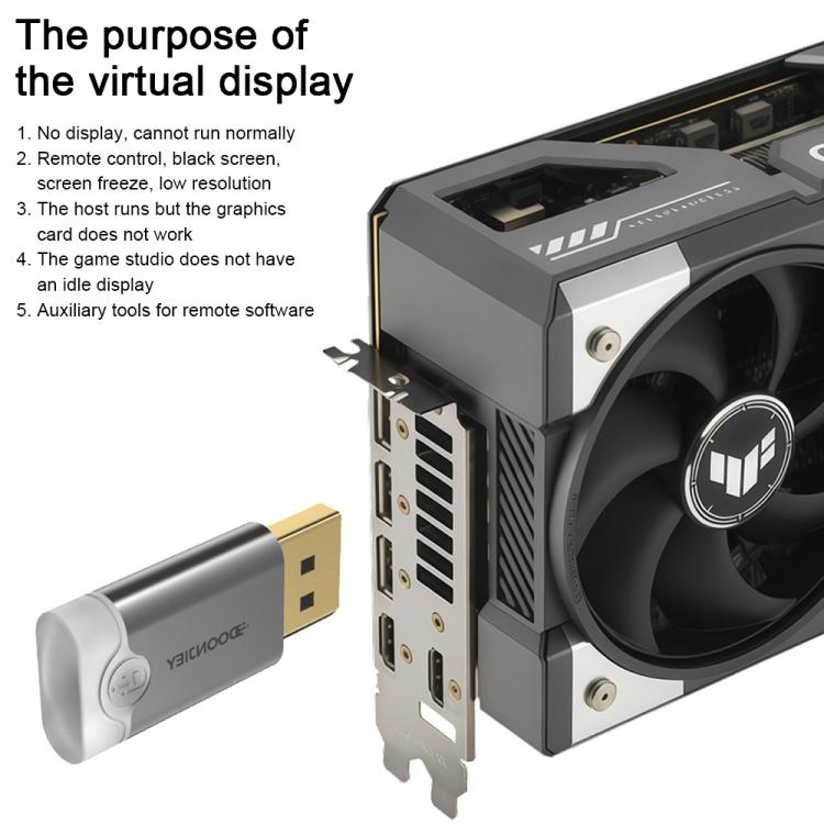 DOONJIEY DisplayPort Interface Graphics Card Spoofer Display Emulator Virtual Monitor with Indicator Light(Black) -  by buy2fix | Online Shopping UK | buy2fix