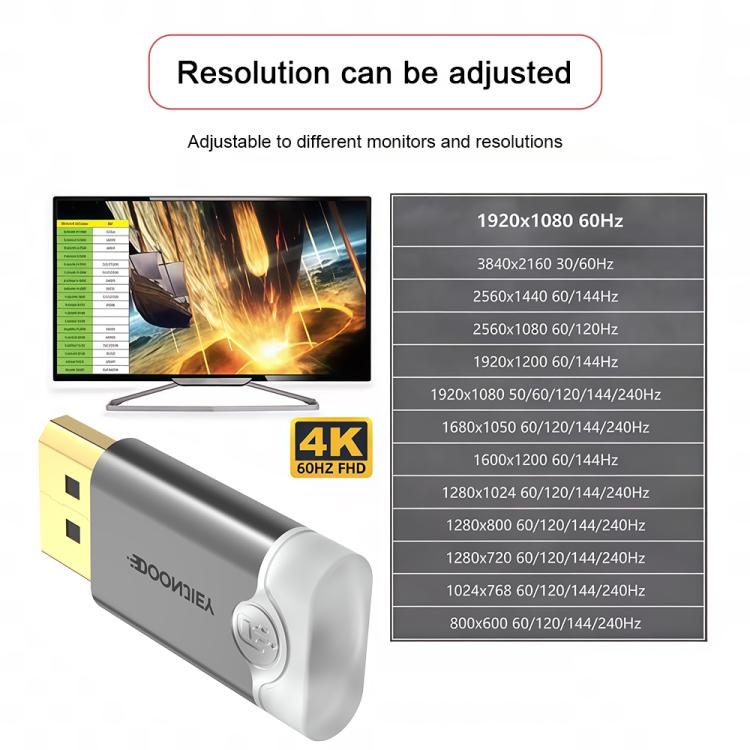 DOONJIEY DisplayPort Interface Graphics Card Spoofer Display Emulator Virtual Monitor with Indicator Light(Silver) -  by buy2fix | Online Shopping UK | buy2fix