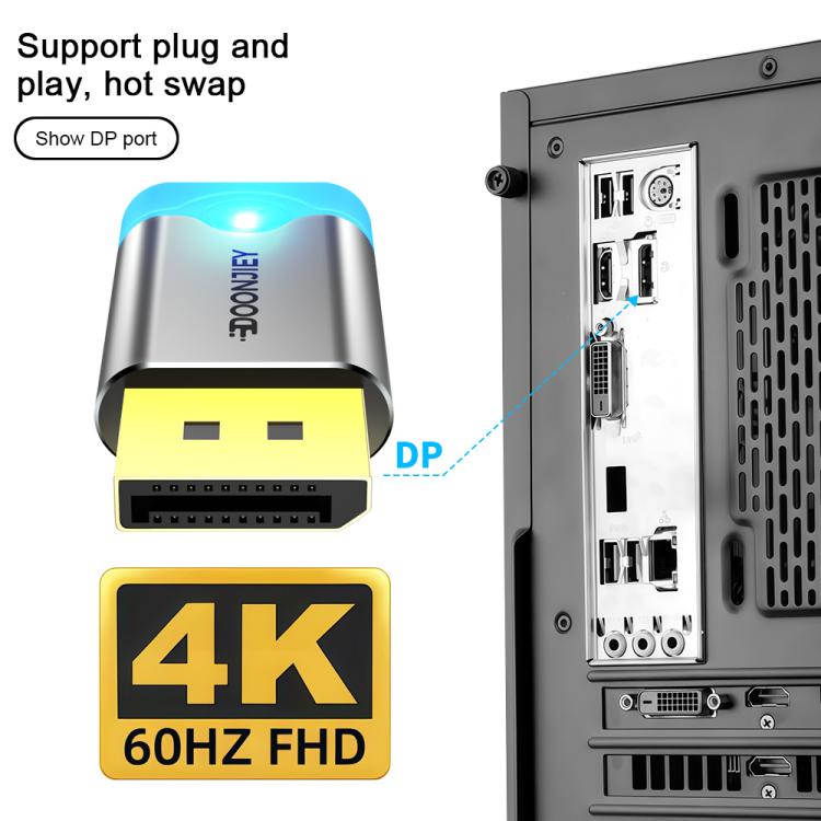 DOONJIEY DisplayPort Interface Graphics Card Spoofer Display Emulator Virtual Monitor with Indicator Light(Black) -  by buy2fix | Online Shopping UK | buy2fix