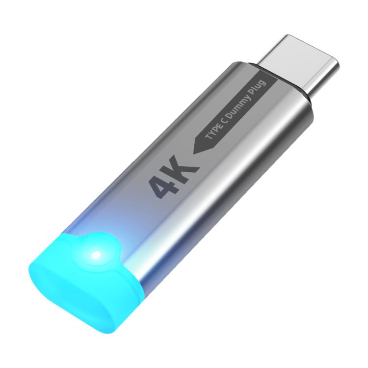 DOONJIEY USB-C / Type-C Interface Graphics Card Spoofer Virtual Monitor with Indicator Light(Silver) - Cable & Adapters by buy2fix | Online Shopping UK | buy2fix