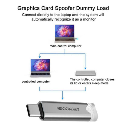 DOONJIEY USB-C / Type-C Interface Graphics Card Spoofer Virtual Monitor with Indicator Light(Silver) - Cable & Adapters by buy2fix | Online Shopping UK | buy2fix