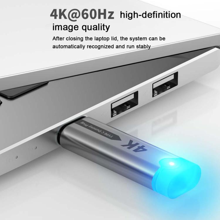 DOONJIEY USB-C / Type-C Interface Graphics Card Spoofer Virtual Monitor with Indicator Light(Silver) - Cable & Adapters by buy2fix | Online Shopping UK | buy2fix