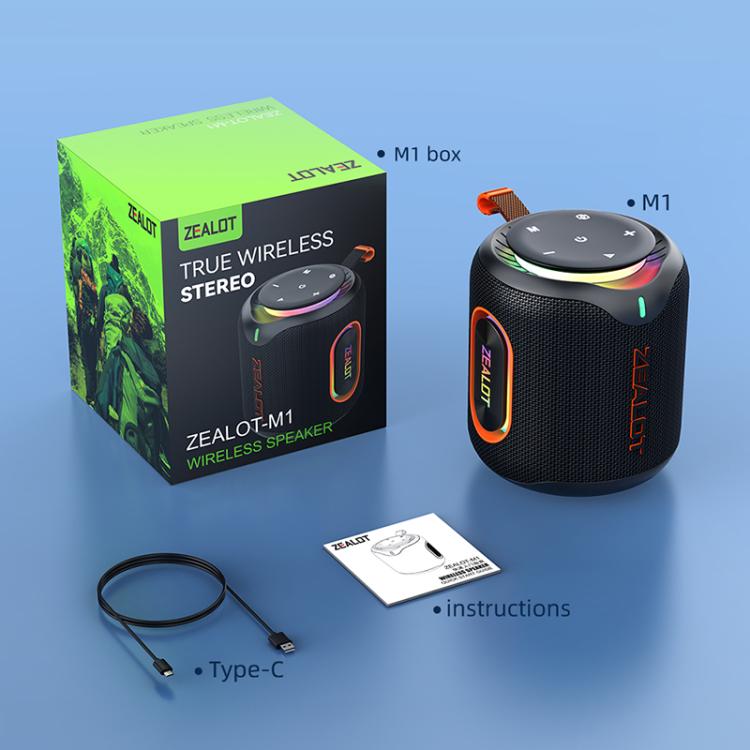 Zealot M1 30W Portable Outdoor IPX6 RGB Stereo Bluetooth Speaker(Black) - Waterproof Speaker by ZEALOT | Online Shopping UK | buy2fix