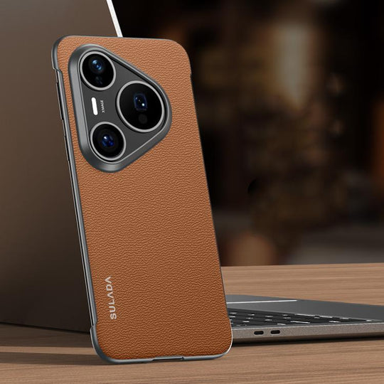 For Huawei Pura 80 Pro / Pura 80 Pro+ 5G SULADA Frameless Top Layer Cowhide Leather PC Phone Case(Brown)