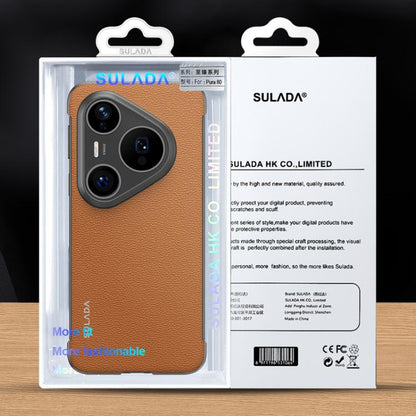 For Huawei Pura 80 Pro / Pura 80 Pro+ 5G SULADA Frameless Top Layer Cowhide Leather PC Phone Case(Brown) - Huawei Cases by SULADA | Online Shopping UK | buy2fix