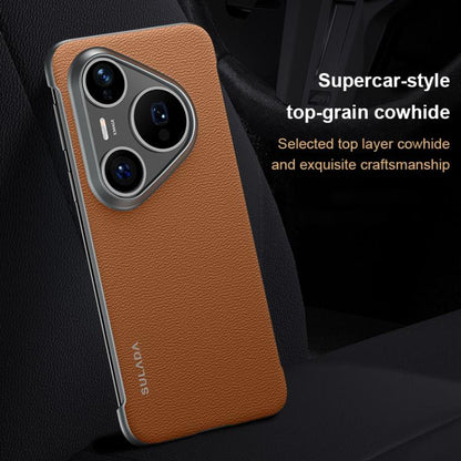 For Huawei Pura 80 Pro / Pura 80 Pro+ 5G SULADA Frameless Top Layer Cowhide Leather PC Phone Case(Red) - Huawei Cases by SULADA | Online Shopping UK | buy2fix