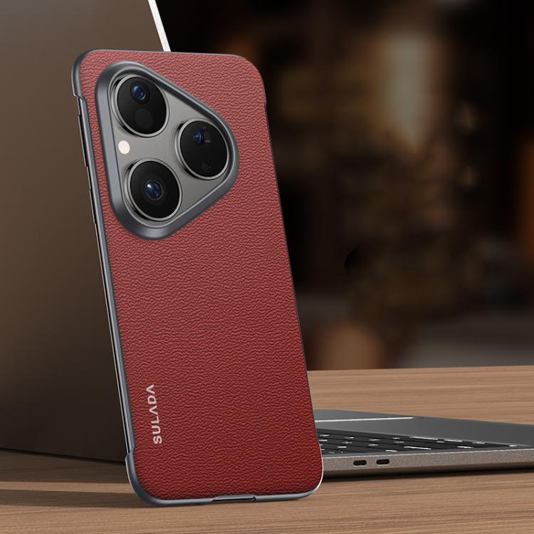 For Huawei Pura 80 5G SULADA Frameless Top Layer Cowhide Leather PC Phone Case(Red) - Huawei Cases by SULADA | Online Shopping UK | buy2fix