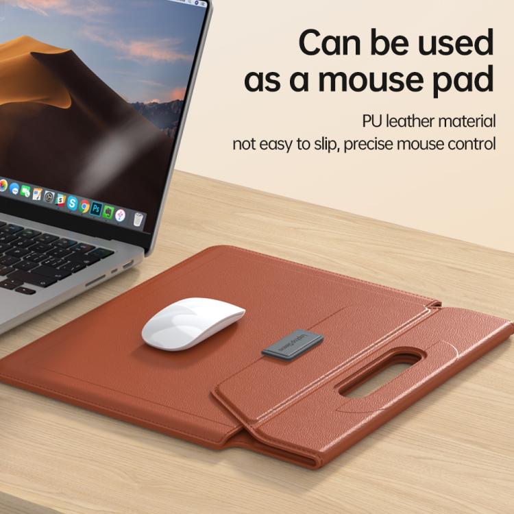 For 15 / 16.1 inch Handle Portable Laptop Briefcase PU Leather Laptop Sleeve with Foldable Stand(Black) - Other by buy2fix | Online Shopping UK | buy2fix