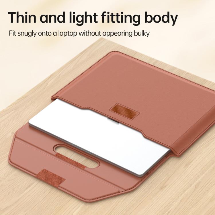 For 13 / 14 inch Handle Portable Laptop Briefcase PU Leather Laptop Sleeve with Foldable Stand(Dark Blue) - Other by buy2fix | Online Shopping UK | buy2fix