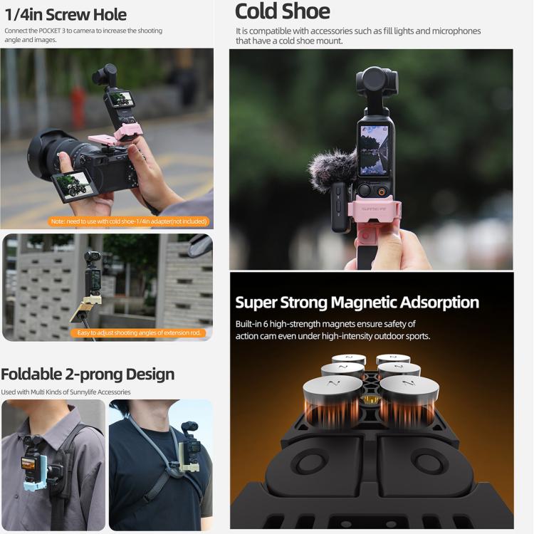 For DJI OSMO Pocket 3 Sunnylife 761V3 Magnetic Mount Multi Interface Expansion Adapter(Orange) - Mount & Holder by Sunnylife | Online Shopping UK | buy2fix