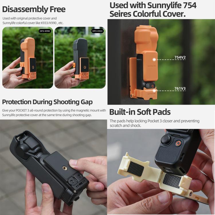 For DJI OSMO Pocket 3 Sunnylife 761V3 Magnetic Mount Multi Interface Expansion Adapter(Yellow) - Mount & Holder by Sunnylife | Online Shopping UK | buy2fix