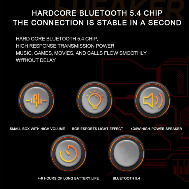 DK08 Smart LED Screen Cool Style Portable RGB Light Bluetooth Speaker(Black) - Mini Speaker by buy2fix | Online Shopping UK | buy2fix