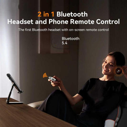 Q12 Semi-in-ear Bluetooth 5.4 Earphones Mobile Phone Remote Control Take Photos Watch Videos(Black) - Bluetooth Earphone by buy2fix | Online Shopping UK | buy2fix