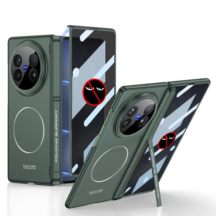 For vivo X Fold5 GKK Privacy Integrated MagSafe Magnetic All-Inclusive Phone Case with Holder(Night Green) - vivo Cases by GKK | Online Shopping UK | buy2fix