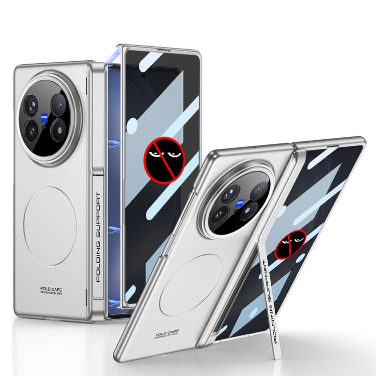 For vivo X Fold5 GKK Privacy Integrated MagSafe Magnetic All-Inclusive Phone Case with Holder(Silver) - vivo Cases by GKK | Online Shopping UK | buy2fix