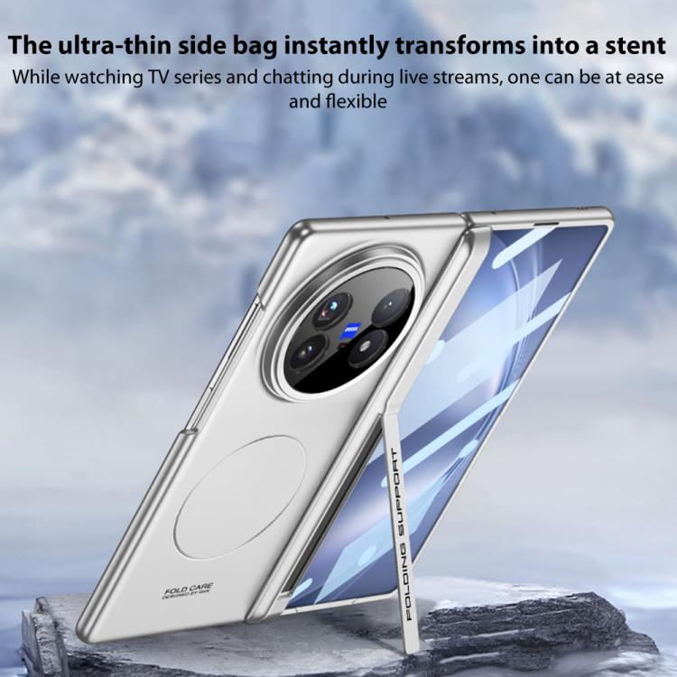 For vivo X Fold5 GKK Privacy Integrated MagSafe Magnetic All-Inclusive Phone Case with Holder(Silver) - vivo Cases by GKK | Online Shopping UK | buy2fix