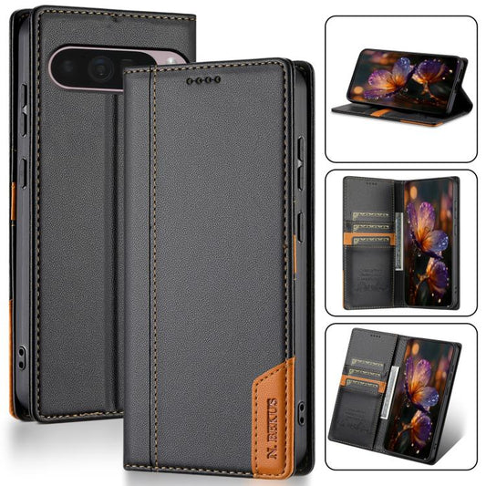 For Google Pixel 9 Pro XL / 10 Pro XL N.BEKUS P3 RFID Stitching Magnetic Flip Leather Phone Case(Black) - Google Cases by N.BEKUS | Online Shopping UK | buy2fix