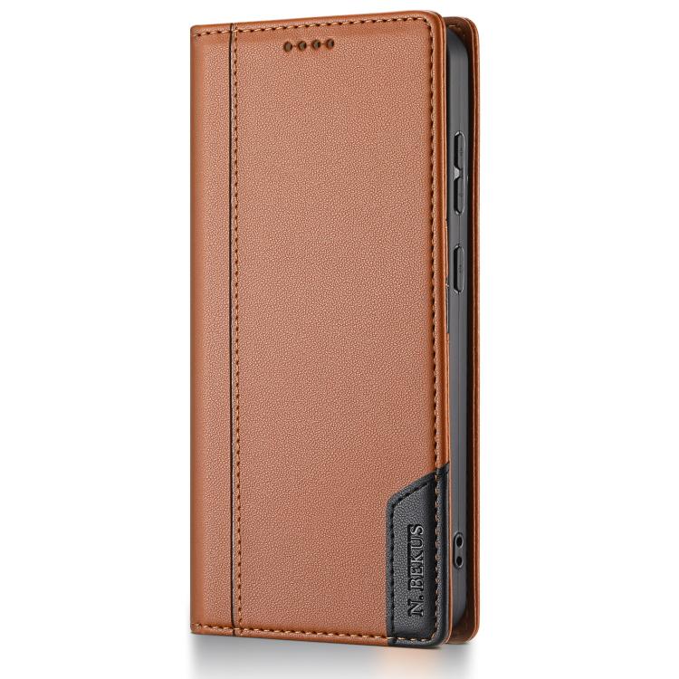 For Google Pixel 9 Pro XL / 10 Pro XL N.BEKUS P3 RFID Stitching Magnetic Flip Leather Phone Case(Brown) - Google Cases by N.BEKUS | Online Shopping UK | buy2fix