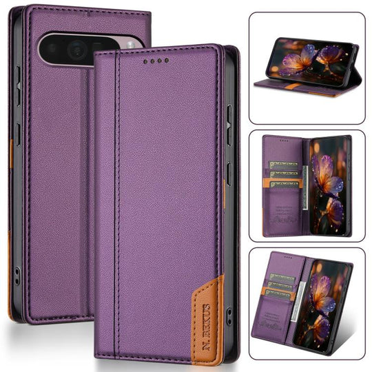For Google Pixel 9 / 9 Pro / 10 / 10 Pro N.BEKUS P3 RFID Stitching Magnetic Flip Leather Phone Case(Purple)