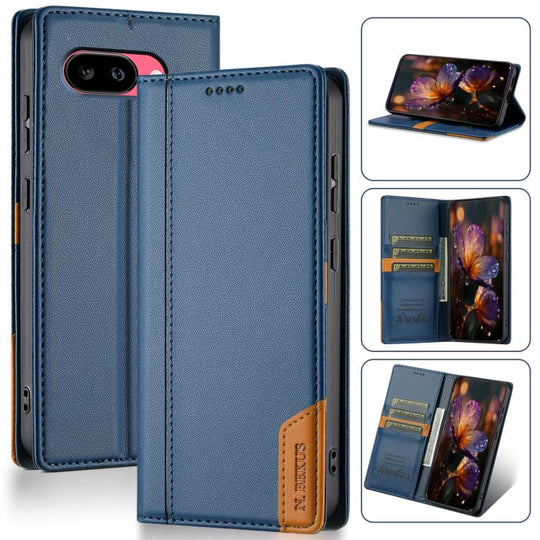 For Google Pixel 9a N.BEKUS P3 RFID Stitching Magnetic Flip Leather Phone Case(Blue)