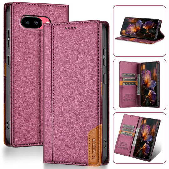 For Google Pixel 9a N.BEKUS P3 RFID Stitching Magnetic Flip Leather Phone Case(Wine Red)