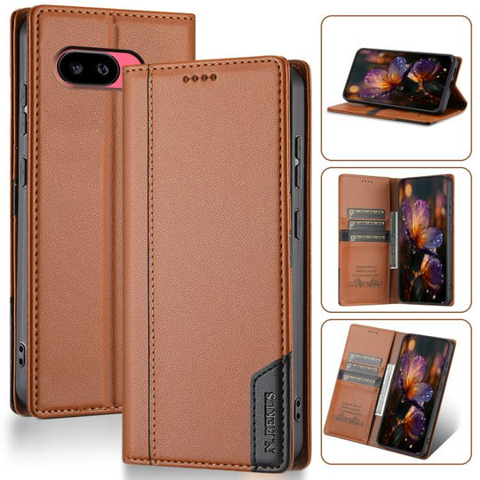 For Google Pixel 9a N.BEKUS P3 RFID Stitching Magnetic Flip Leather Phone Case(Brown)