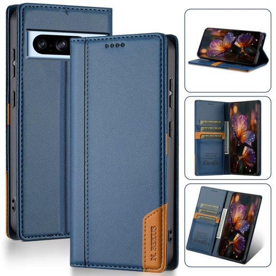 For Google Pixel 8 N.BEKUS P3 RFID Stitching Magnetic Flip Leather Phone Case(Blue)
