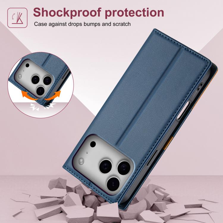 For iPhone 17 Pro Max N.BEKUS P3 RFID Stitching Magnetic Flip Leather Phone Case(Blue) - iPhone 17 Pro Max Cases by N.BEKUS | Online Shopping UK | buy2fix