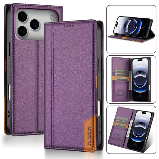 For iPhone 18 Pro Max / 17 Pro Max N.BEKUS P3 RFID Stitching Magnetic Flip Leather Phone Case(Purple)