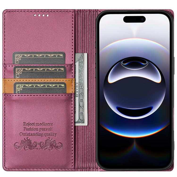 For iPhone 17 Pro N.BEKUS P3 RFID Stitching Magnetic Flip Leather Phone Case(Wine Red) - iPhone 17 Pro Cases by N.BEKUS | Online Shopping UK | buy2fix