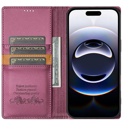 For iPhone 17 Pro N.BEKUS P3 RFID Stitching Magnetic Flip Leather Phone Case(Wine Red) - iPhone 17 Pro Cases by N.BEKUS | Online Shopping UK | buy2fix