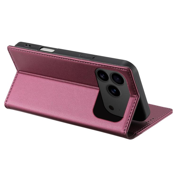 For iPhone 17 Pro N.BEKUS P3 RFID Stitching Magnetic Flip Leather Phone Case(Wine Red) - iPhone 17 Pro Cases by N.BEKUS | Online Shopping UK | buy2fix