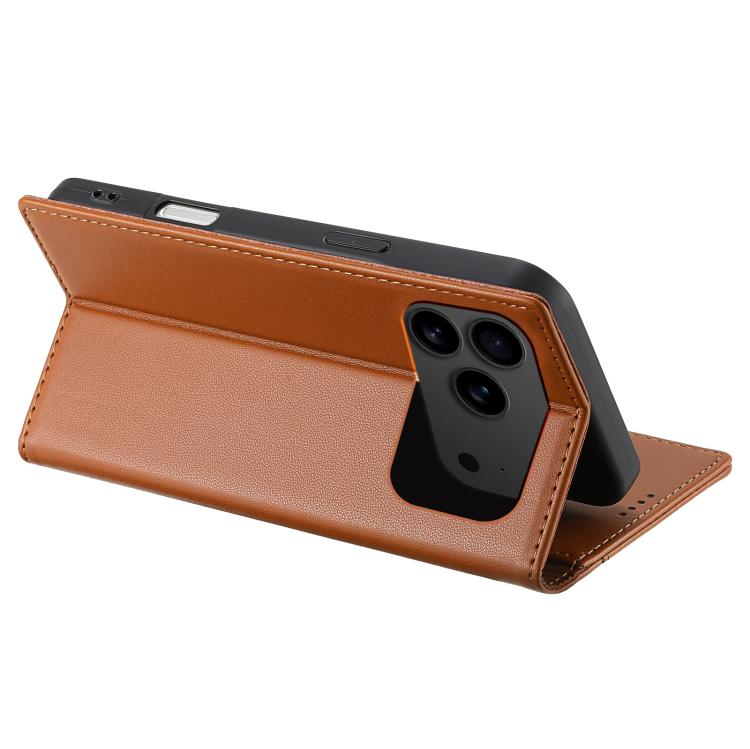 For iPhone 17 Pro N.BEKUS P3 RFID Stitching Magnetic Flip Leather Phone Case(Brown) - iPhone 17 Pro Cases by N.BEKUS | Online Shopping UK | buy2fix