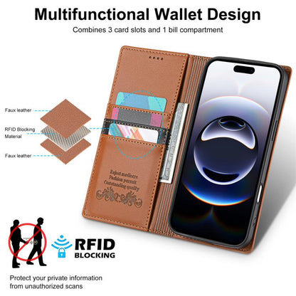 For iPhone 17 Pro N.BEKUS P3 RFID Stitching Magnetic Flip Leather Phone Case(Brown) - iPhone 17 Pro Cases by N.BEKUS | Online Shopping UK | buy2fix