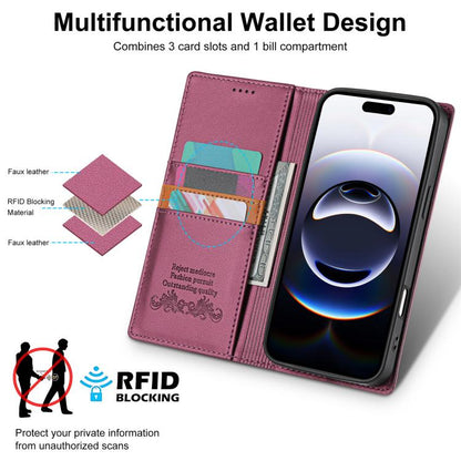 For iPhone 17 N.BEKUS P3 RFID Stitching Magnetic Flip Leather Phone Case(Wine Red) - iPhone 17 Cases by N.BEKUS | Online Shopping UK | buy2fix