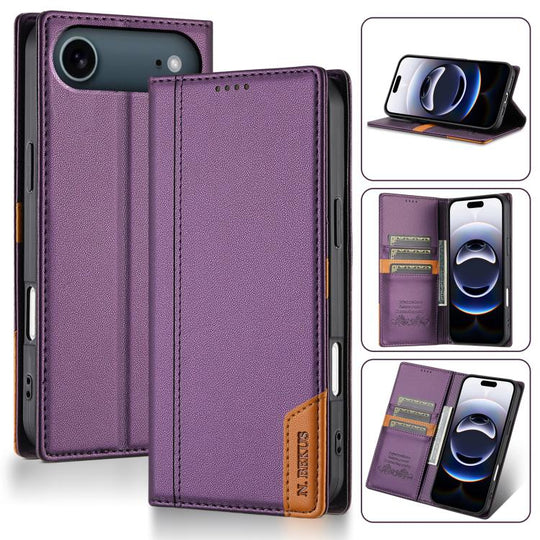 For iPhone Air N.BEKUS P3 RFID Stitching Magnetic Flip Leather Phone Case(Purple)