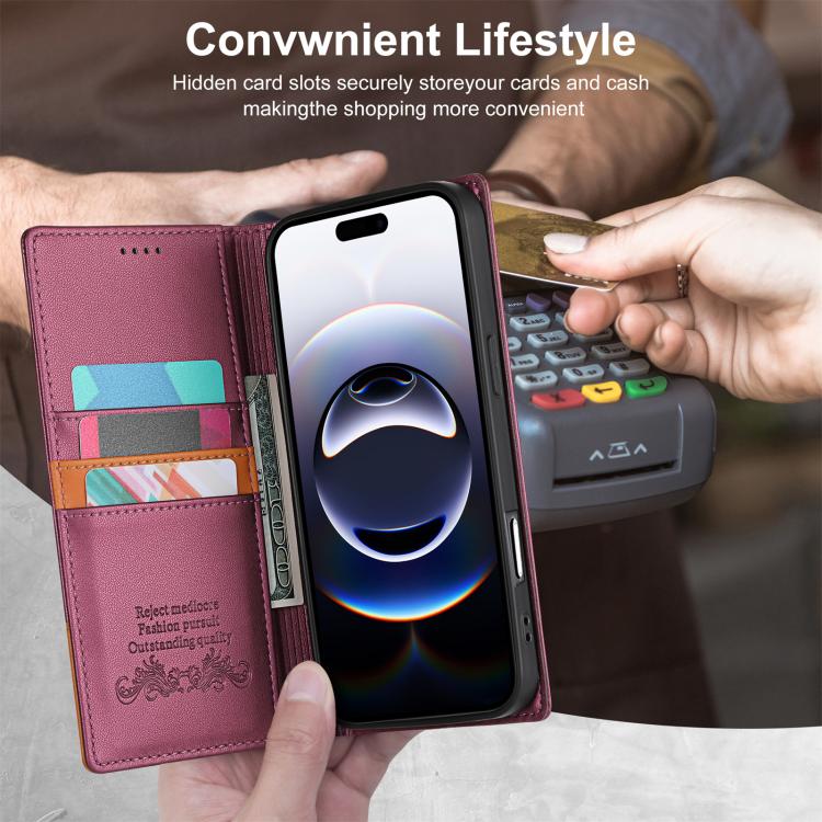 For iPhone 17 Air N.BEKUS P3 RFID Stitching Magnetic Flip Leather Phone Case(Wine Red) - iPhone 17 Air Cases by N.BEKUS | Online Shopping UK | buy2fix
