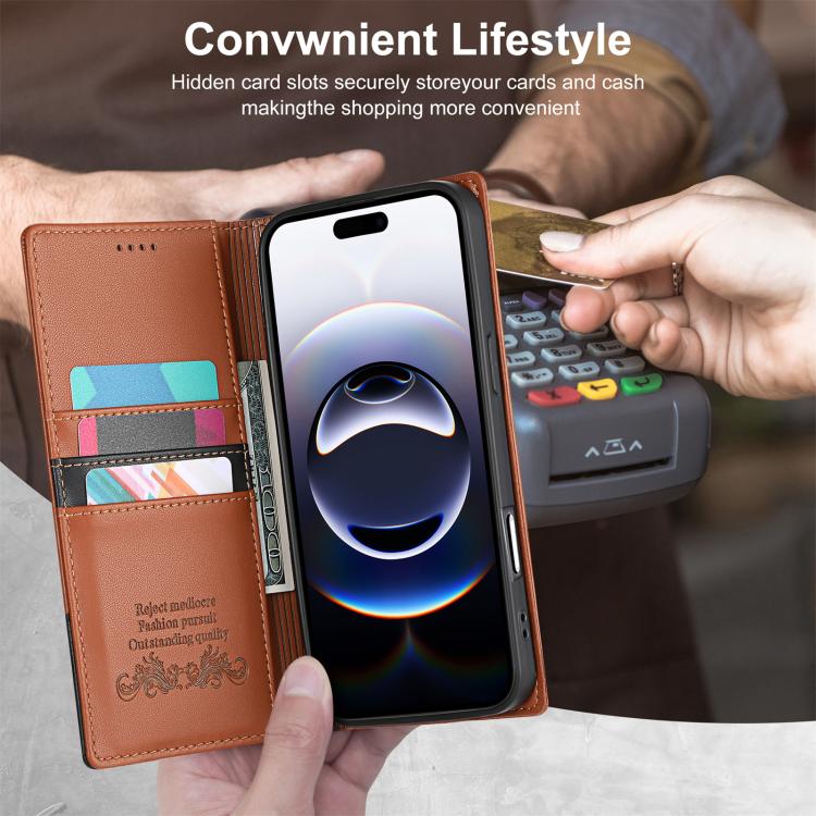 For iPhone Air N.BEKUS P3 RFID Stitching Magnetic Flip Leather Phone Case(Brown) - iPhone Air Cases by N.BEKUS | Online Shopping UK | buy2fix