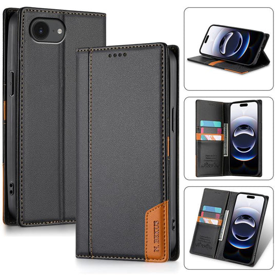For iPhone 17e / 16e N.BEKUS P3 RFID Stitching Magnetic Flip Leather Phone Case(Black)