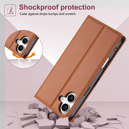 For iPhone 16 Plus N.BEKUS P3 RFID Stitching Magnetic Flip Leather Phone Case(Brown) - iPhone 16 Plus Cases by N.BEKUS | Online Shopping UK | buy2fix
