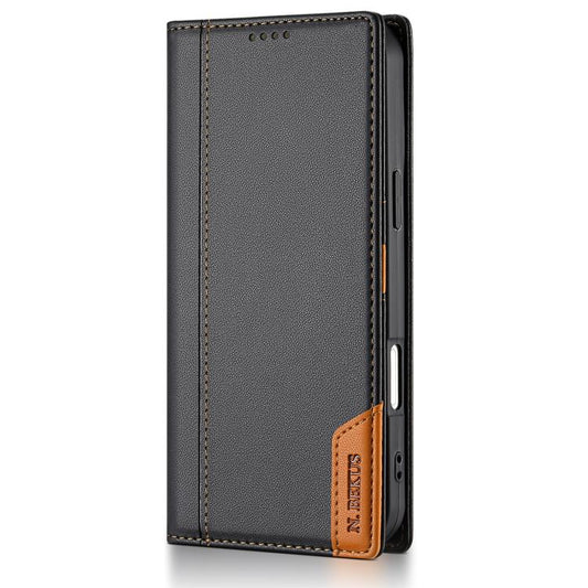 For iPhone 16 N.BEKUS P3 RFID Stitching Magnetic Flip Leather Phone Case(Black) - iPhone 16 Cases by N.BEKUS | Online Shopping UK | buy2fix