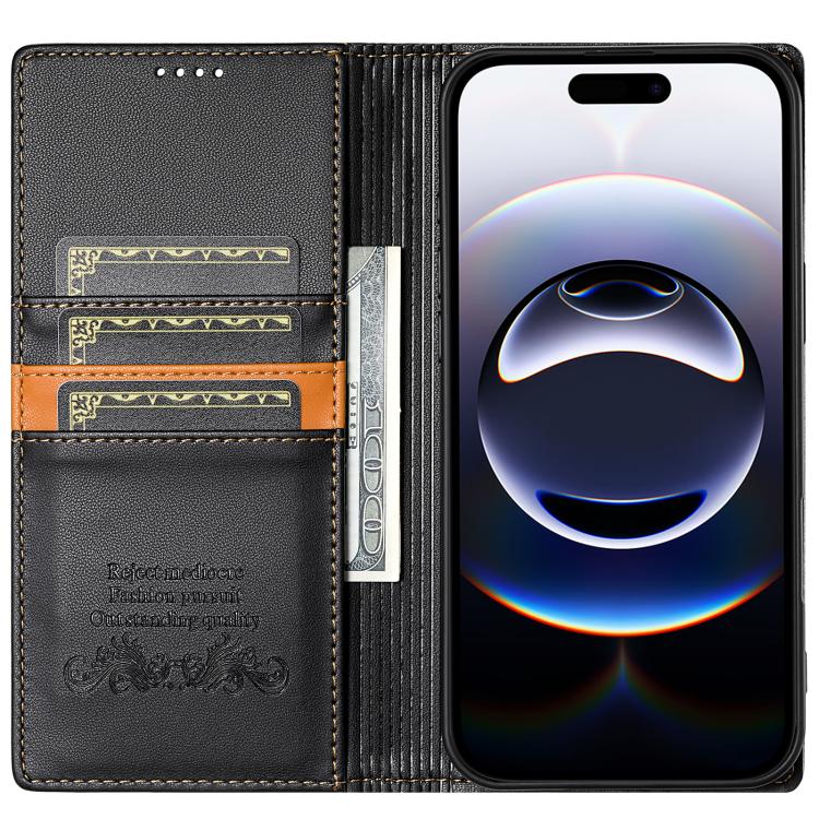 For iPhone 16 N.BEKUS P3 RFID Stitching Magnetic Flip Leather Phone Case(Black) - iPhone 16 Cases by N.BEKUS | Online Shopping UK | buy2fix