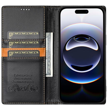 For iPhone 16 N.BEKUS P3 RFID Stitching Magnetic Flip Leather Phone Case(Black) - iPhone 16 Cases by N.BEKUS | Online Shopping UK | buy2fix
