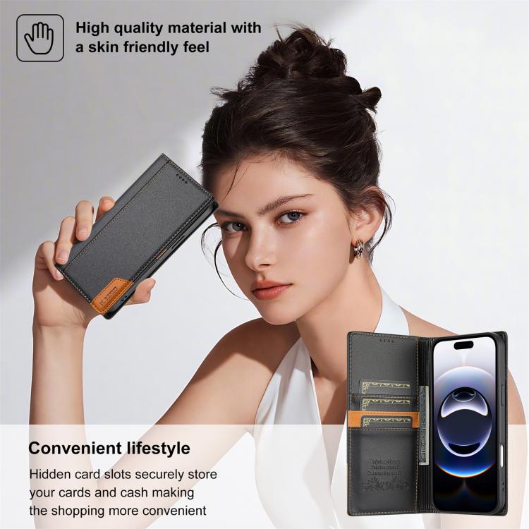 For iPhone 16 N.BEKUS P3 RFID Stitching Magnetic Flip Leather Phone Case(Black) - iPhone 16 Cases by N.BEKUS | Online Shopping UK | buy2fix