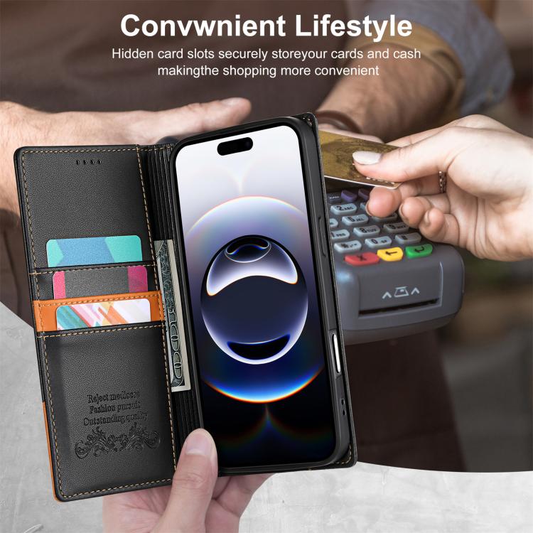 For iPhone 16 N.BEKUS P3 RFID Stitching Magnetic Flip Leather Phone Case(Black) - iPhone 16 Cases by N.BEKUS | Online Shopping UK | buy2fix