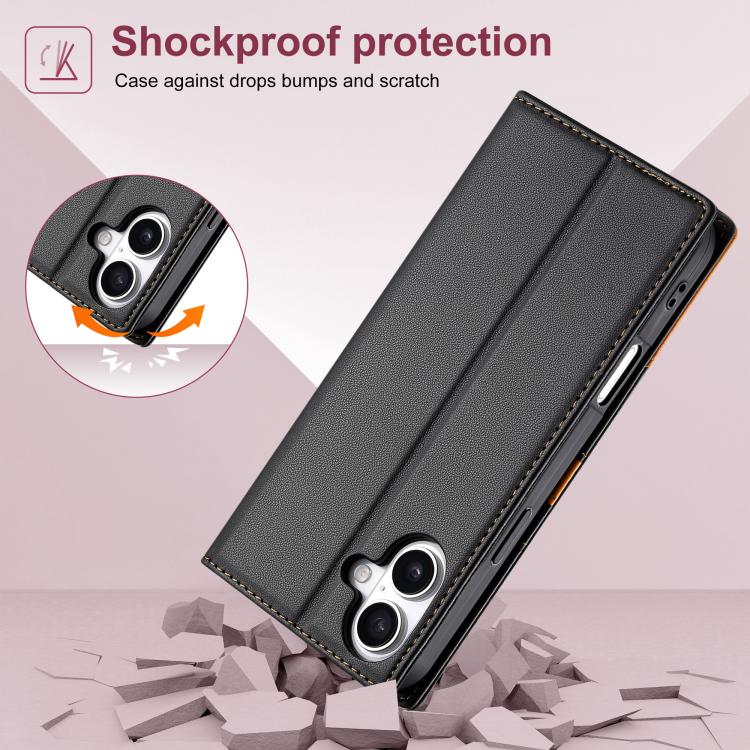 For iPhone 16 N.BEKUS P3 RFID Stitching Magnetic Flip Leather Phone Case(Black) - iPhone 16 Cases by N.BEKUS | Online Shopping UK | buy2fix