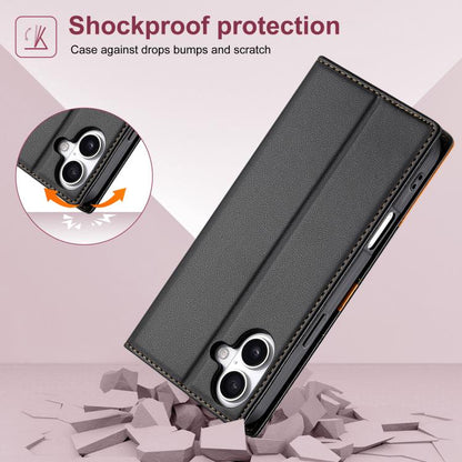 For iPhone 16 N.BEKUS P3 RFID Stitching Magnetic Flip Leather Phone Case(Black) - iPhone 16 Cases by N.BEKUS | Online Shopping UK | buy2fix