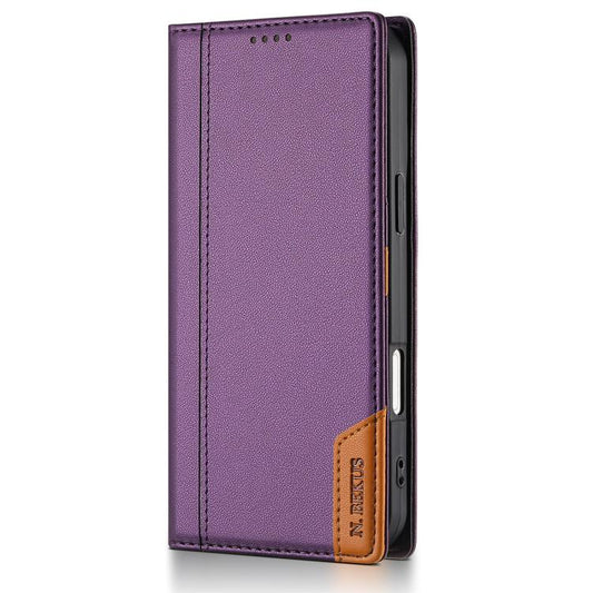 For iPhone 16 N.BEKUS P3 RFID Stitching Magnetic Flip Leather Phone Case(Purple) - iPhone 16 Cases by N.BEKUS | Online Shopping UK | buy2fix