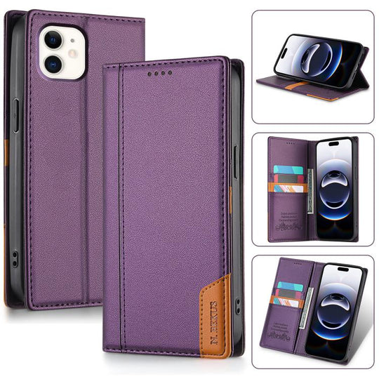 For iPhone 11 N.BEKUS P3 RFID Stitching Magnetic Flip Leather Phone Case(Purple)